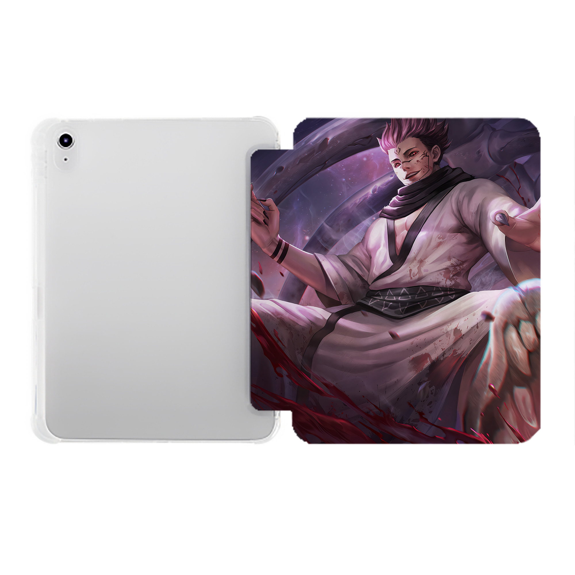 （画像用） 呪術廻戦 Jujutsu Kaisen IPad ケース ペン収納付き 三つ折りスタンド PUレザー×シリコン 対応機種9.5/10.5/10.9インチ